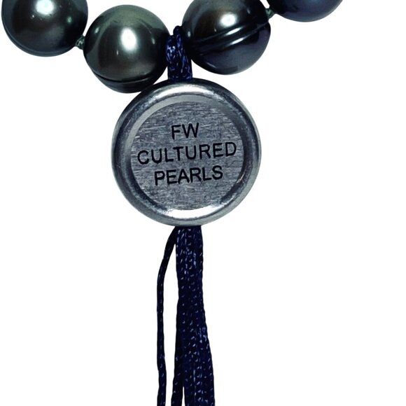 Peacock Green Baroque Pearl Necklace With 14k Gold Clasp (6025) - Picture 9 of 11